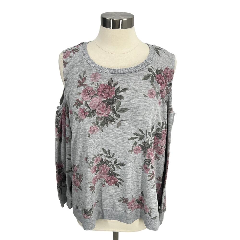 WESTPORT Floral Print Open Shoulder Long Sleeve Shirt SZ 2X